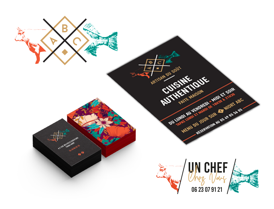 Agence de communication à Niort - CRÉATION & IMPRESSION : logo, cartes de visite, panneau extérieur